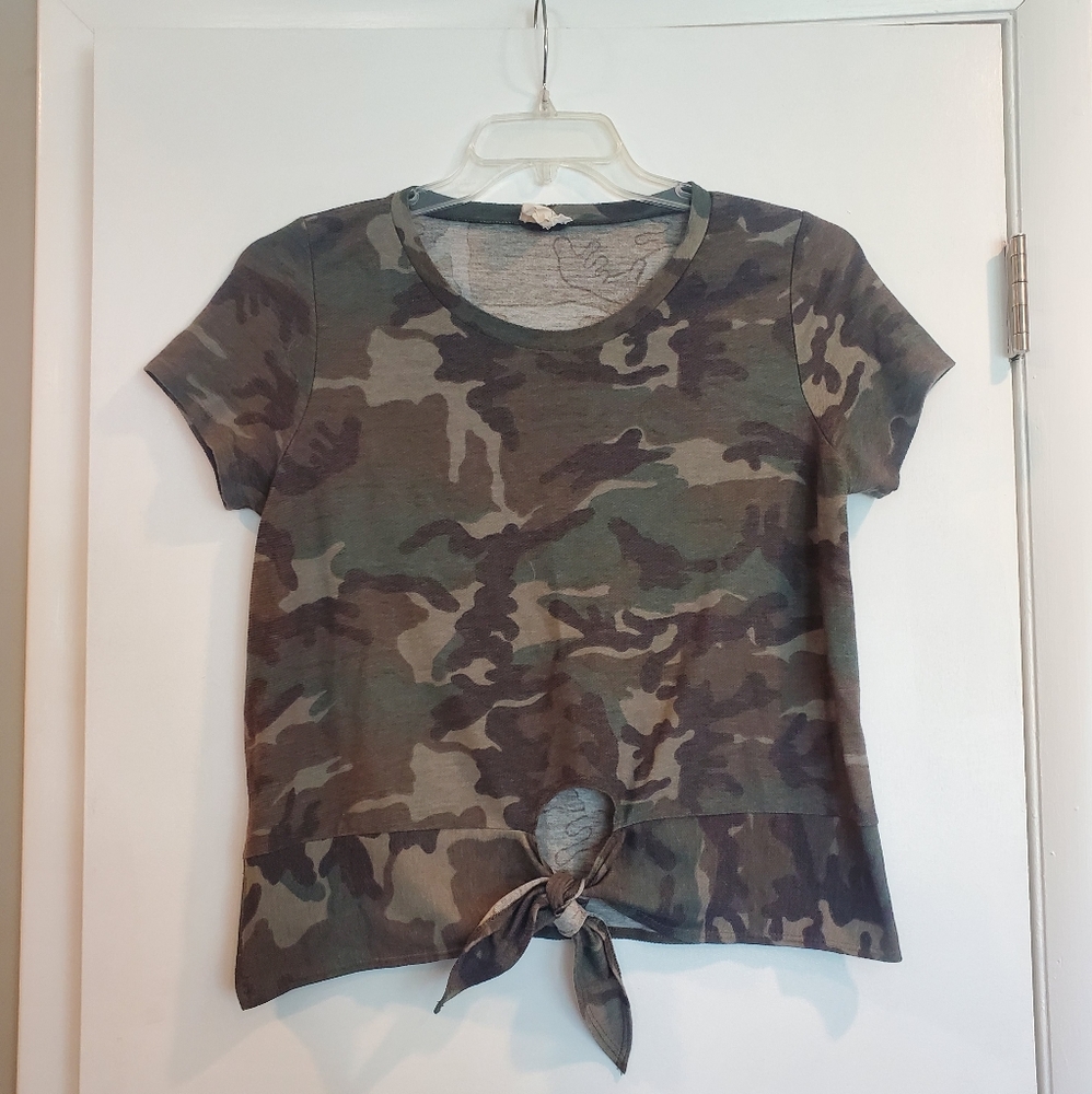 Camo Tie Front Tee